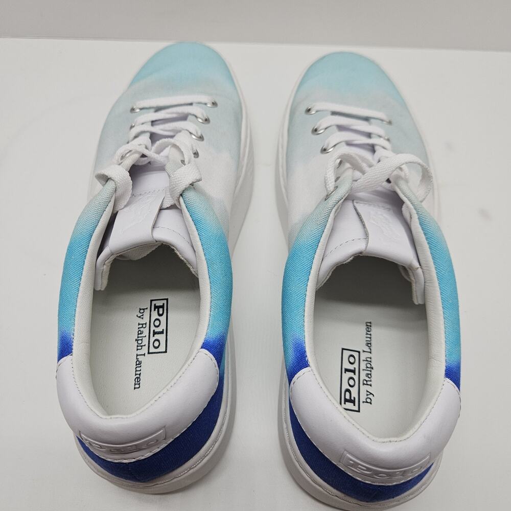 Polo Ralph Lauren Court125 Shoes Womens Tie Dye Turquoise Royal Aqua Canvas 6.5 - Picture 6 of 8